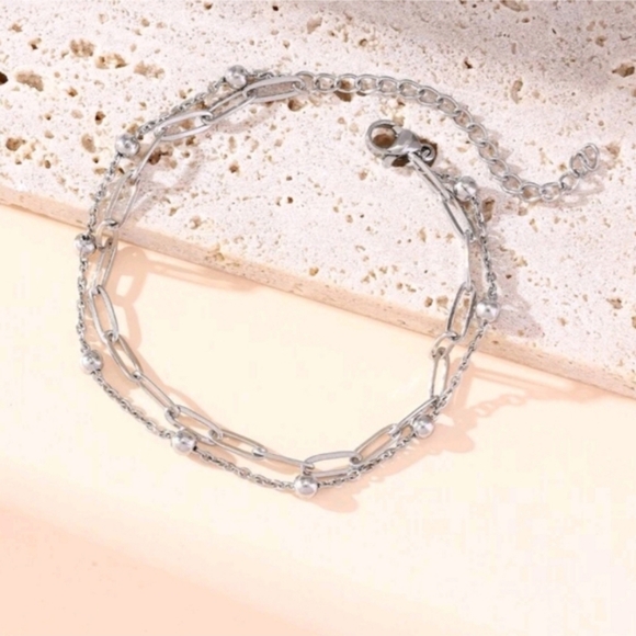 NEW Layered Paperclip Stainless Steel Bracelet - Picture 1 of 2